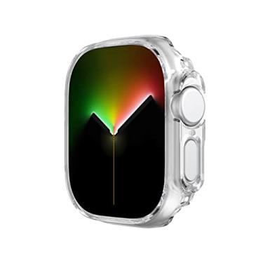 Imagem de MAALYA Capa para Apple Watch Ultra 49mm Capa protetora de PC rígido Moldura oca Bumper iwatch Series Ultra 49mm Capa protetora (Cor: Transparente, Tamanho: Ultra 49mm)