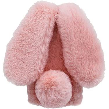 Imagem de Capa compatível com Huawei P10, capa de pele de coelho fofo orelhas de coelho peludas, capa de silicone protetora quente de inverno de pelúcia fofa macia para Huawei P10 (rosa)