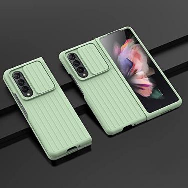 Imagem de Para Samsung Z Fold 3 case Simples Slide Folding phone case para Samsung Galaxy Z Fold3 ZFold3 W22 Shockproof Hard PC Back Cover, Light Green, for Samsung Z Fold 3