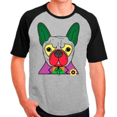 Imagem de Camiseta Raglan Pet Dog Buldogue Francês Branca Preto Masc03 - Design