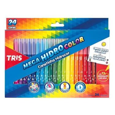 Imagem de Canetinha Hidrocor Tris Hidro Color Cores Vibrantes Com 24 Cores