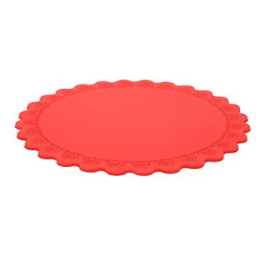 Imagem de Tapete de silicone resistente ao calor, tapete de derretimento de cera Rose Dentelle para panela, almofadas quentes flexíveis, protetor de superfície multiuso para cafeteira de forno para fritadeira (vermelho)