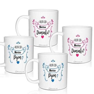 Imagem de 4 Canecas Convite Brancas Personalizadas para Pajem e Daminha - KrystalON