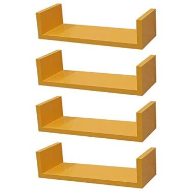 Imagem de Kit 4 Prateleiras U 40 x 20cm Amarela Suporte Invisível