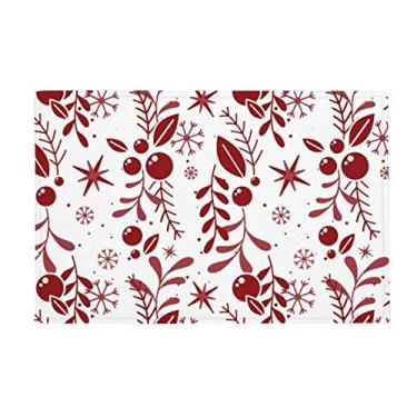 Imagem de DIYthinker Tapete para porta de banheiro com padrão de decoração branco vermelho e antiderrapante