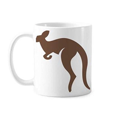 Imagem de Caneca de cerâmica com contorno marrom canguru sabor australiano copo de porcelana café