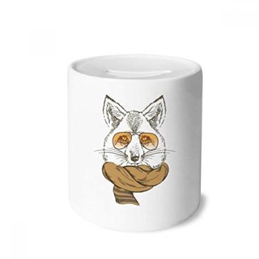 Imagem de DIYthinker Animal estilo britânico lobo suave e cachecol caixa de dinheiro caixa de cerâmica porta-moedas presente de cofrinho