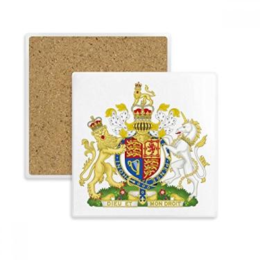 Imagem de Porta-copos quadrado com emblema nacional da Europa do Reino Unido com pedra isolante