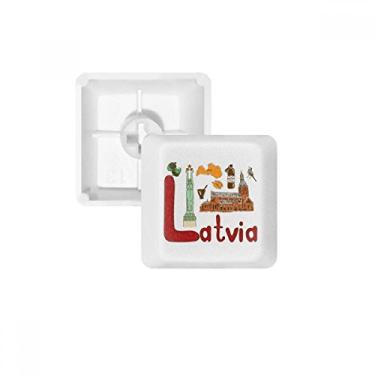 Imagem de Kit de atualização de teclado mecânico PBT com padrão de marco da Latvia National Symbol