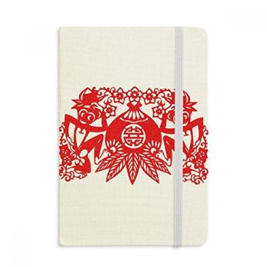 Imagem de Caderno de flores de pêssego do zodíaco chinês oficial de tecido rígido clássico diário