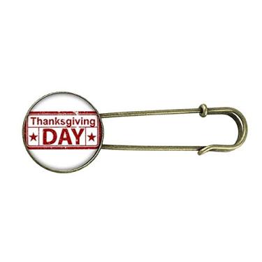 Imagem de Pingente de broche de metal retrô com estampa de selo de Dia de Ação de Graças