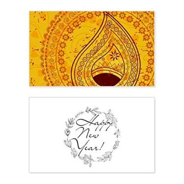 Imagem de Printing Repeat Cloth Yellow Colorful Art New Year Festival Greeting Card Bless Message Gift