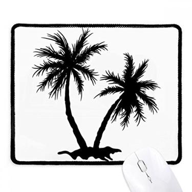 Imagem de Mousepad Beach Coconut Tree preto com bordas costuradas Tapete de borracha para jogos