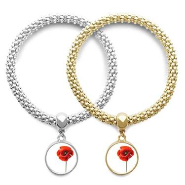 Imagem de DIYthinker Pulseira de flor vermelha com pintura de arte milho simplicity Lover bracelete pingente joia corrente de casal presente