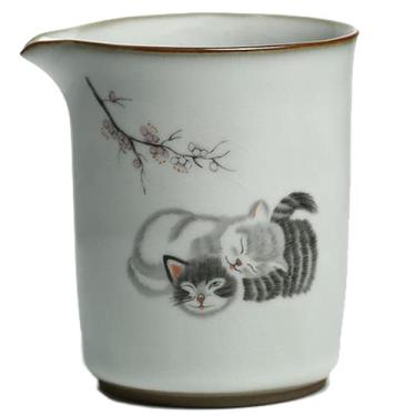 Imagem de PAYNAN 300 ml xícara de chá de cerâmica chahai padrão de gato chinês Kung Fu acessórios de chá Fair Cup
