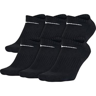 Imagem de NIKE Unisex Performance Cushion No-Show Socks with Band (6 Pairs), Black/White, Large