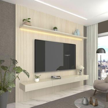 Imagem de Home para TV Ripado com LED Requinte 220 Off White - Gelius