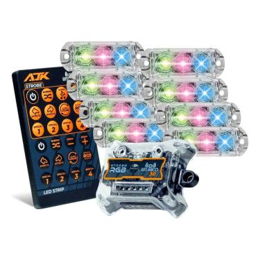 Imagem de Kit Strobo AJK RGB Rítmico 3.0 + 8 Faróis 6W