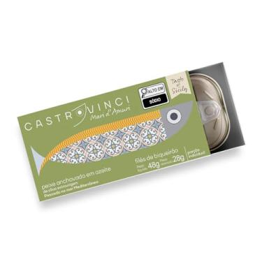 Imagem de Castrovinci Filés De Anchovas Em Azeite Extravirgem De Oliva - Filés De Biqueirão - Lata 48G -