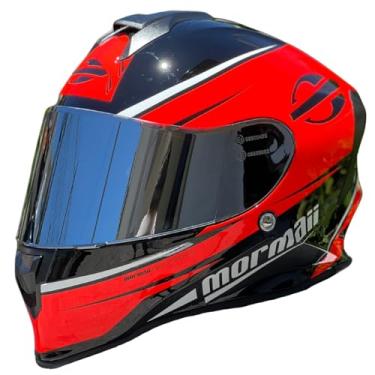 Imagem de Capacete de Moto Mormaii M1 Gmetrix Vermelho Neon Brilho Original Masculino Feminino Esportivo Com Narigueira Fechado (56)