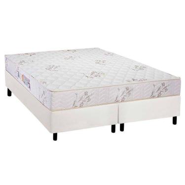 Imagem de  Cama Box Queen: Colchão Espuma D33 Luckspuma Supreme + Base CRC Courano White(158x198)