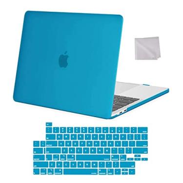 Imagem de MOSISO Compatível com MacBook Pro 33.0 cm Capa 2023, 2022, 2021-2016 M2 M1 A2338 A2251 A2289 A2159 A1989 A1708 A1706, Capa rígida de plástico e capa de teclado Skin & Wipe Cloth, Aqua Azul