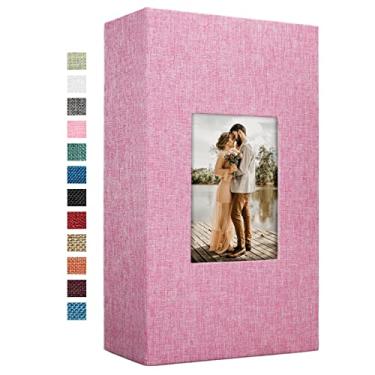 Imagem de Vienrose Álbum de fotos de linho 420 bolsos para fotos 4x6 capa de tecido livros fotográficos slip in álbuns de fotos casamento família presente de dia dos namorados