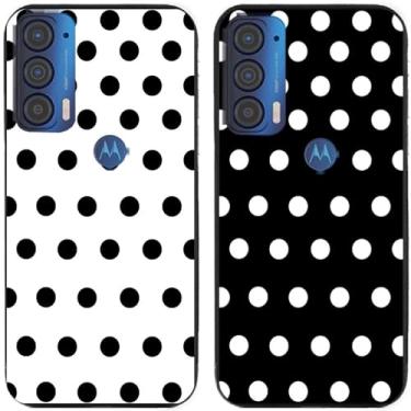 Imagem de 2 peças preto branco bolinhas impressas TPU gel silicone capa de telefone traseira para Motorola Moto todas as séries (Moto Edge 2021)