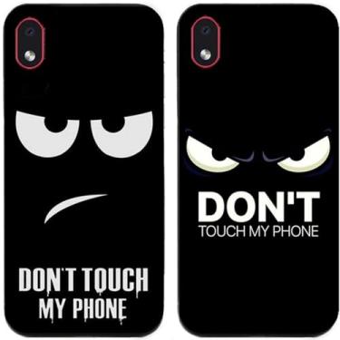 Imagem de 2 peças Anger Don't Touch My Phone impresso TPU gel silicone capa de telefone traseira para Samsung Galaxy todas as séries (Galaxy A3 Core)