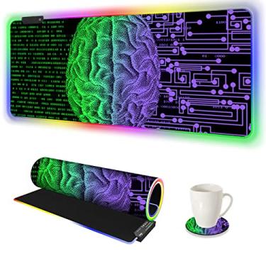 Imagem de AIMSA Mouse pad grande para jogos RGB, teclado led mousepad estendido 89.9 x 40.1 cm base de borracha antiderrapante com 14 modos de iluminação, grande tapete de mesa impermeável, tecnologia cérebro
