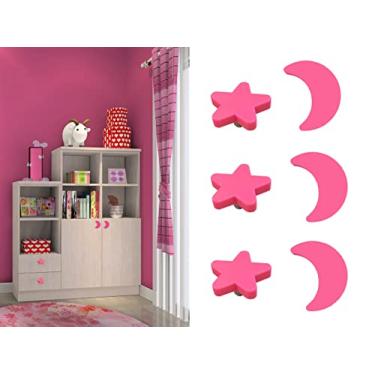 Imagem de Stargallery 6 peças puxadores bonitos em forma de desenho animado para móveis puxadores de borracha macia para armário gaveta cômoda armário organizador caixa de mesa estante (Mix B, lua)