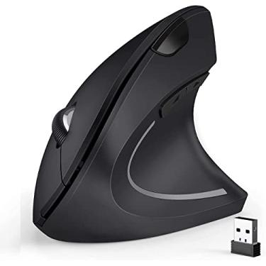 Imagem de BeWishes Mouse ergonômico, mouse vertical óptico sem fio de 2,4 G com 6 botões – 3 DPI ajustáveis 800/1200/1600 para laptop, PC, computador, desktop, notebook, etc., especialmente para destros