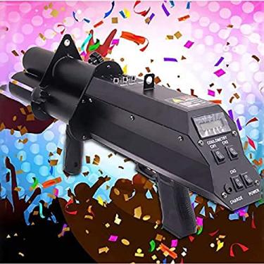Imagem de Canhão de confete sem fio, arma de saudação eletrônica de três tiros de palco, confete de casamento, concierge, flores, pistola de atmosfera, confete elétrico, adequado para armas de atmosfe