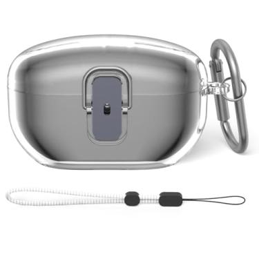 Imagem de Capa transparente com trava segura para Sony WF-1000XM5 (2023), capa rígida WOFRO TPU super protetora à prova de choque para Sony WF-1000XM5 para Sony XM5 com cordão e chaveiro (transparente)