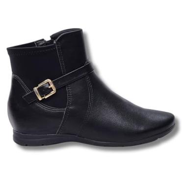 Imagem de Bota Feminina Cano Curto Salto Baixo Flatform Comfortflex - Preto - 33
