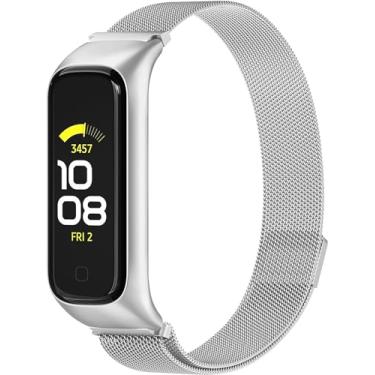Imagem de Pulseiras NSmart em aço e nylon compativeis com Galaxy Fit2 SM-R220 (R220, Prata)