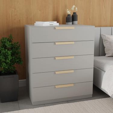 Imagem de Cômoda 5 Gavetas 80cm Jade Cabecasa Madeiramadeira Cinza Urbano