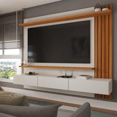 Imagem de Painel para TV Até 70 Polegadas Christiania Ripado Cinamomo/Off White - Panorama Móveis