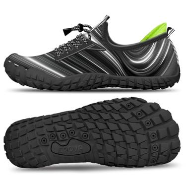 Imagem de CROVA Tênis infantil para esportes aquáticos, ultraleve, totalmente drenagem, secagem rápida, meias aquáticas sem cadarço para meninos e meninas, Espaço preto, 1 Big Kid