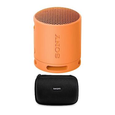 Imagem de Sony Alto-falante de viagem SRS-XB100 sem fio Bluetooth portátil leve (laranja) com estojo de viagem (2 itens)