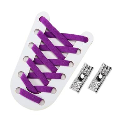 Imagem de Cadarços De Diamante Cross Locks Sem Cadarços Cadarços Elásticos Tênis Crianças Adulto Sem Cadarços Cadarços De Sapato Acessórios De Cadarço Plano(Purple)