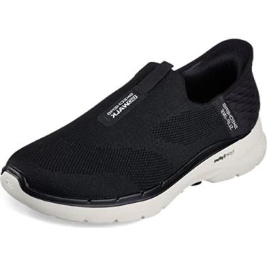 Imagem de Skechers Tênis masculino Gowalk 6 slip ins atlético sem cadarço | Tênis casual com espuma viscoelástica, Preto/branco, 45