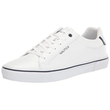 Imagem de Nautica Tênis masculino Townsend casual com cadarço, clássico de cano baixo, tênis moderno, White Leonard, 11