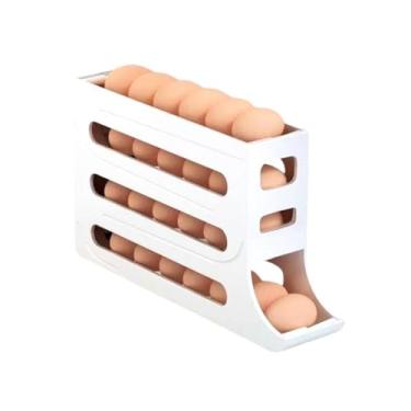 Imagem de Porta Ovos Organizador Bandeja Dispenser 4 Andares - Prático e Compacto, para Armazenar Até 30 Ovos, Design Elegante e Funcional para Sua Geladeira (BRANCO)