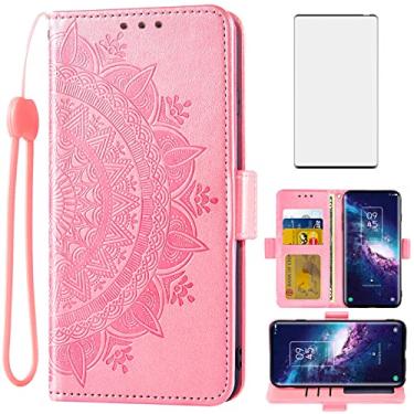 Imagem de Asuwish Capa carteira compatível com TCL 20 Pro 5G e protetor de tela, porta-cartão de crédito, acessórios para bolsa de pulso, suporte para celular para TCL20Pro G5 TLC 20Pro5G ouro rosa