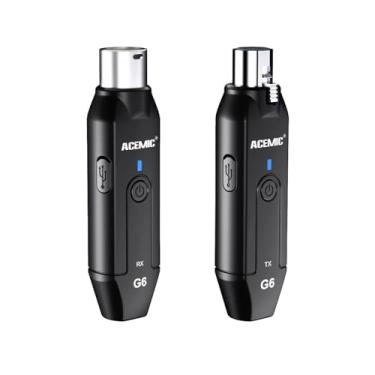 Imagem de ACEMIC Sistema de microfone sem fio de 2,4 GHz, adaptador de microfone XLR, 6 canais, transmissor e receptor de áudio sem fio para microfone dinâmico, mixer de áudio, sistema PA