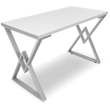 Imagem de Mesa P/ Escritório Jantar Gamer Ouro 1,00x0,60 Em Aço Tampo Em Madeira