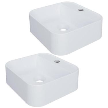 Imagem de Kit 02 Cubas de Apoio Quadrada Para Banheiro Lavabo C01 QA31W Branco M