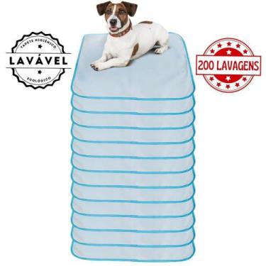 Imagem de Kit com 12 Tapetinhos Alta Absorção para Pets 70x50 Branco com borda A