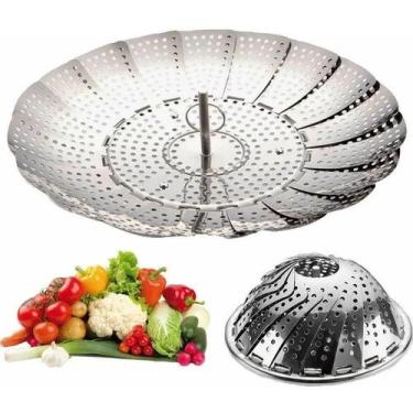 Imagem de Cesto De Cozimento Vapor Legumes Inox Panela Vaporeira Verduras Cozinh